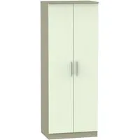 Contrast 2 Door Tall Wardrobe - Vanilla, Mushroom