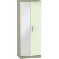 Contrast 2 Door Tall Wardrobe with Mirror - Vanilla