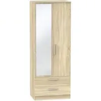 Contrast 2 Door Wardrobe with Mirror - Bardolino, Oak Effect