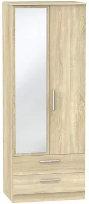 Contrast 2 Door Wardrobe with Mirror - Bardolino, Oak Effect image