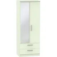 Contrast 2 Door Wardrobe with Mirror - Cream