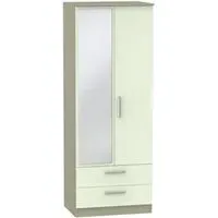 Contrast 2 Door Wardrobe with Mirror - Cream, Mushroom