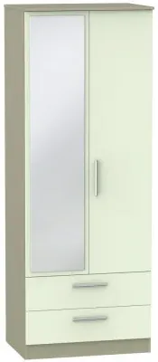 Contrast 2 Door Wardrobe with Mirror - Cream, Mushroom