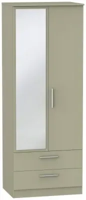 Contrast 2 Door Wardrobe with Mirror - Mushroom