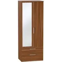 Contrast 2 Door Wardrobe with Mirror - Noche Walnut