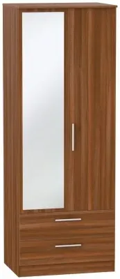 Contrast 2 Door Wardrobe with Mirror - Noche Walnut