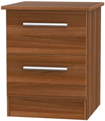 Contrast 2 Drawer Bedside Cabinet - Noche Walnut