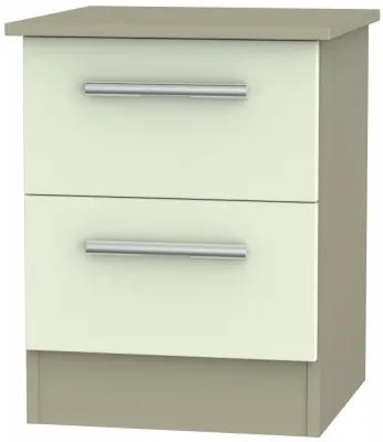 Contrast 2 Drawer Bedside Cabinet - Vanilla, Mushroom
