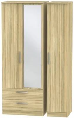 Contrast 3 Door Combi Wardrobe with Mirror - Cocobolo, Oak
