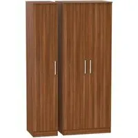 Contrast 3-Door Tall Triple Wardrobe - Noche Walnut