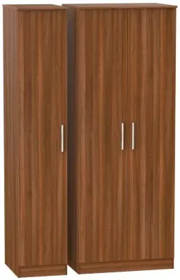 Contrast 3-Door Tall Triple Wardrobe - Noche Walnut