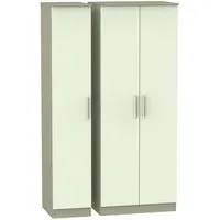 Contrast 3-Door Tall Triple Wardrobe - Vanilla, Mushroom