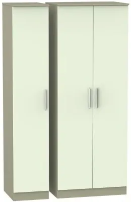 Contrast 3-Door Tall Triple Wardrobe - Vanilla, Mushroom
