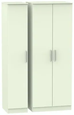 Contrast 3-Door Tall Triple Wardrobe - Vanilla