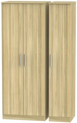 Contrast 3 Door Triple Wardrobe - Cocobolo, Oak