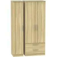 Contrast 3-Door Triple Wardrobe with Storage - Cocobolo