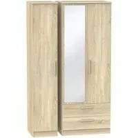 Contrast 3 Door Wardrobe with Mirror - Bardolino, Oak Effect