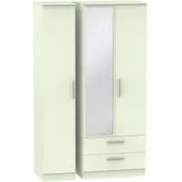 Contrast 3 Door Wardrobe with Mirror - Cream