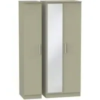 Contrast 3-Door Wardrobe with Mirror - Mushroom