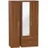 Contrast 3 Door Wardrobe with Mirror - Noche Walnut