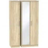 Contrast 3-Door Wardrobe with Mirror - Oak Effect