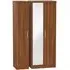 Contrast 3-Door Wardrobe with Mirror - Walnut