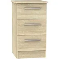 Contrast 3 Drawer Bedside Cabinet - Bardolino