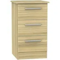 Contrast 3 Drawer Bedside Cabinet - Cocobolo, Oak