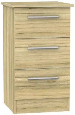 Contrast 3 Drawer Bedside Cabinet - Cocobolo, Oak image