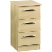 Contrast 3 Drawer Bedside Cabinet - Elm