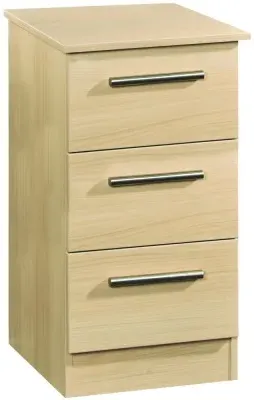 Contrast 3 Drawer Bedside Cabinet - Elm