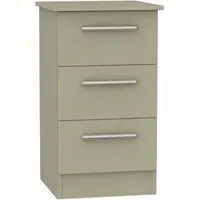 Contrast 3 Drawer Bedside Cabinet - Mushroom
