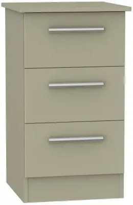 Contrast 3 Drawer Bedside Cabinet - Mushroom