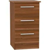 Contrast 3 Drawer Bedside Cabinet - Noche Walnut