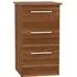 Contrast 3 Drawer Bedside Cabinet - Noche Walnut