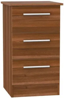 Contrast 3 Drawer Bedside Cabinet - Noche Walnut
