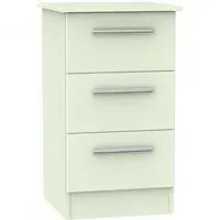 Contrast 3 Drawer Bedside Cabinet - Vanilla