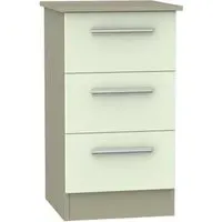 Contrast 3 Drawer Bedside Cabinet - Vanilla, Mushroom