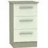 Contrast 3 Drawer Bedside Cabinet - Vanilla, Mushroom
