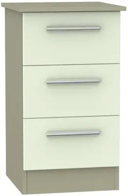 Contrast 3 Drawer Bedside Cabinet - Vanilla, Mushroom