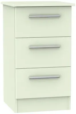 Contrast 3 Drawer Bedside Cabinet - Vanilla