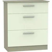Contrast 3 Drawer Deep Chest - Cream, Mushroom