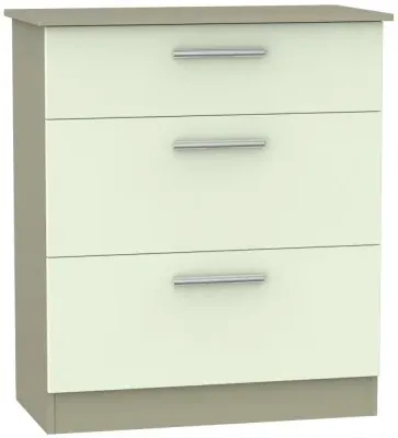 Contrast 3 Drawer Deep Chest - Cream, Mushroom