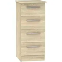 Contrast 4 Drawer Narrow Chest - Bardolino, Oak