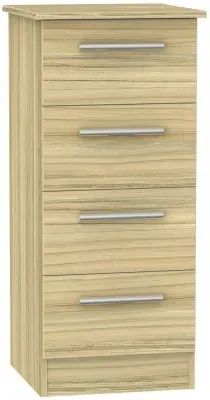 Contrast 4 Drawer Narrow Chest - Cocobolo, Oak