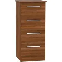 Contrast 4 Drawer Narrow Chest - Noche Walnut