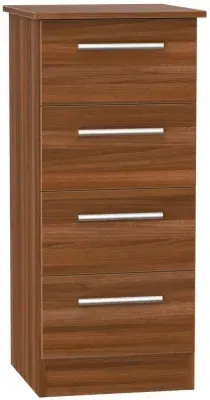 Contrast 4 Drawer Narrow Chest - Noche Walnut