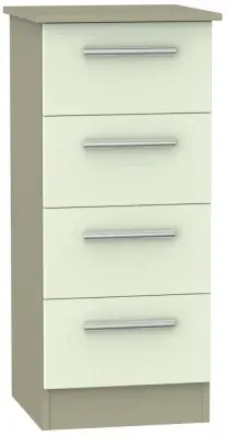 Contrast 4 Drawer Narrow Chest - Vanilla, Mushroom