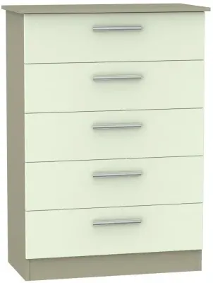 Contrast 5 Drawer Chest - Cream