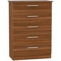 Contrast 5 Drawer Chest - Noche Walnut